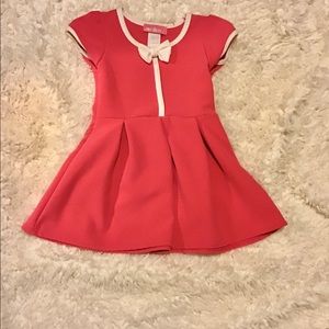 💰5 for $75 Dark Coral Pink Dress white trim 3T